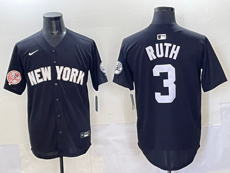 Men 2025 New York Yankees #3 Ruth black Nike MLB Jersey style 725003->new york yankees->MLB Jersey